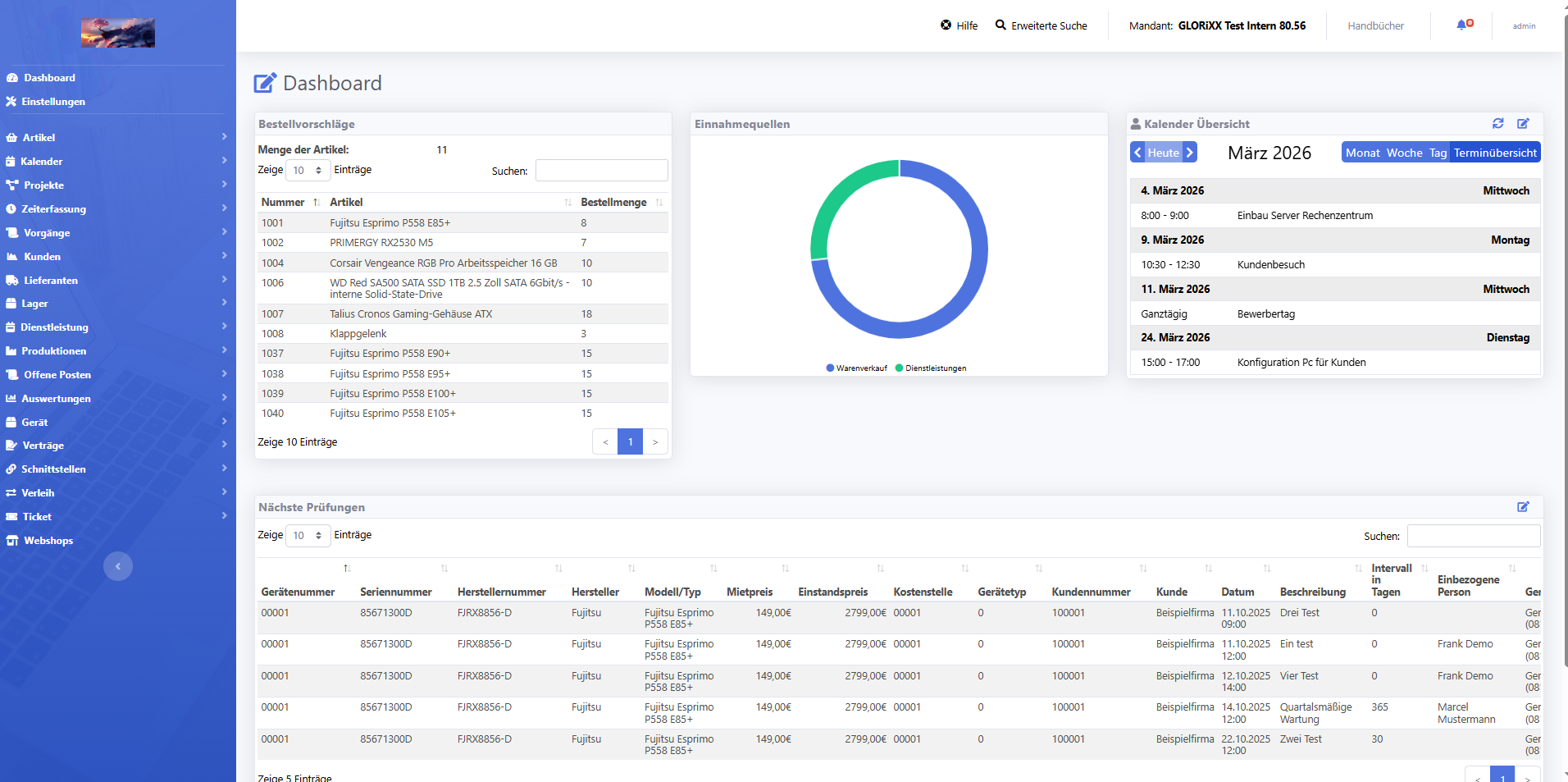 GLORiXX ERP Dashboard